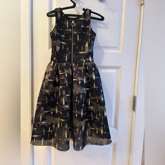 slim fit dress slacks Eloquii Black/Gold Sequin Colorblock Mini Dress- Size 14 (sold out online)